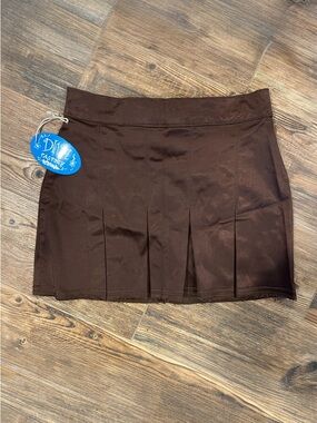 DIVA Y2K Brown Pleated Mini Skirt | Low Rise Schoolgirl Style NWT